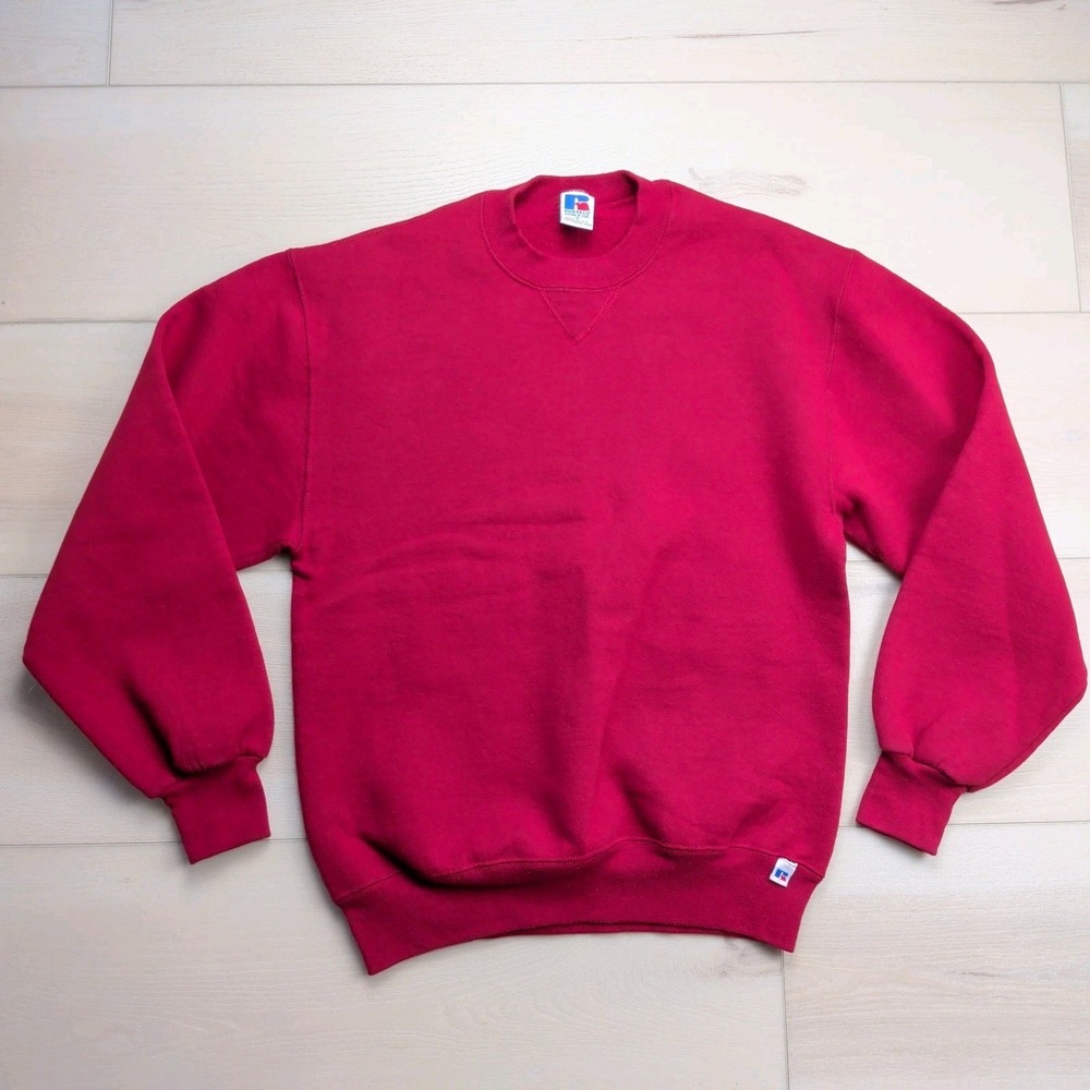 Vintage Russell Athletic Crewneck Sweatshirt Size Large Red Sweater Made In USA